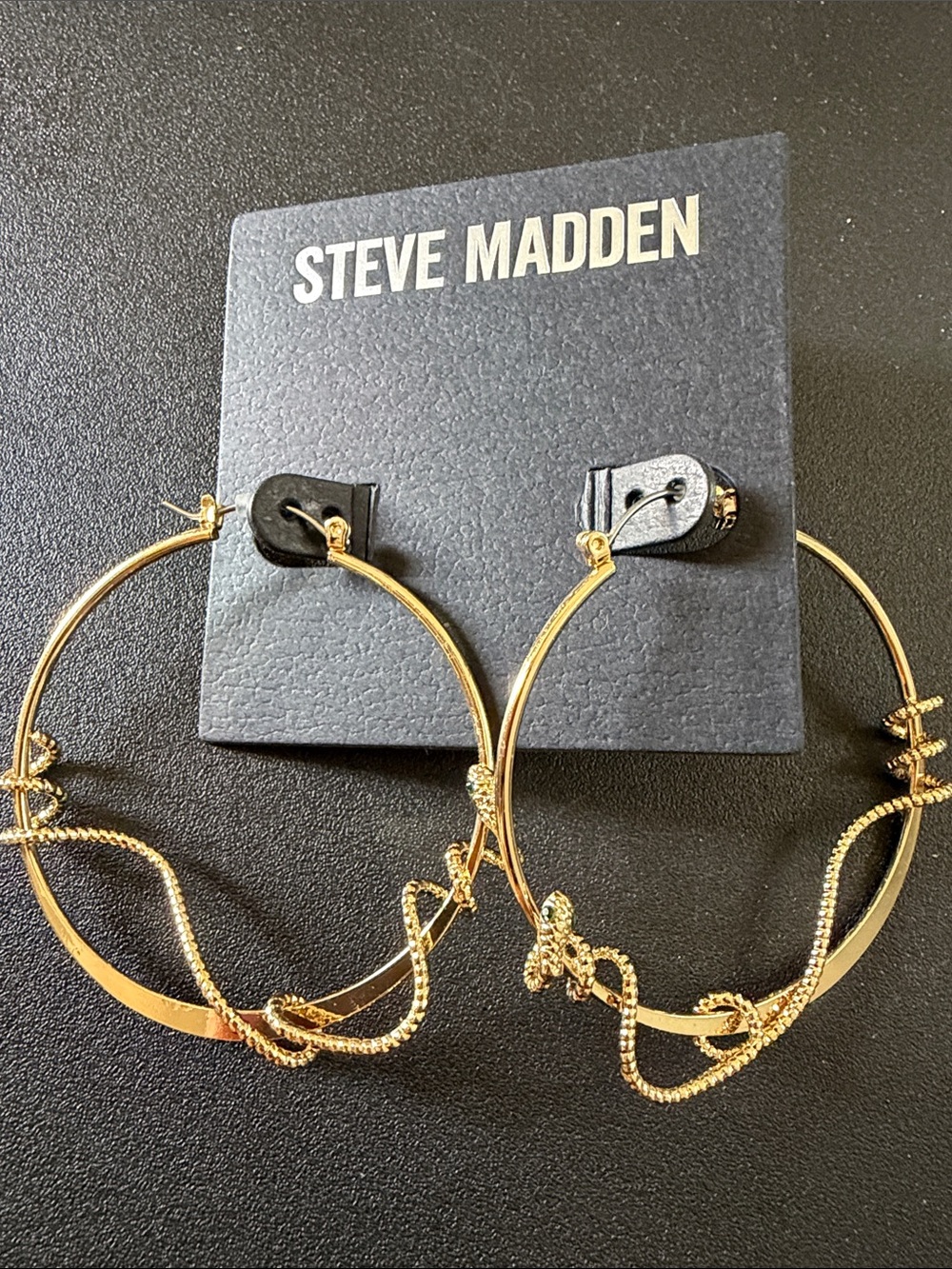 Steve Madden Gold snake Detail Hoop Earrings